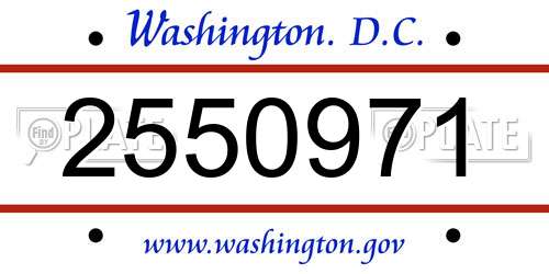 2550971 District Of Columbia License Plate