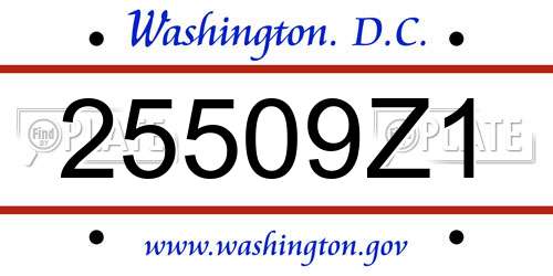 25509Z1 District Of Columbia License Plate