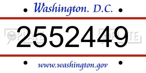 2552449 District Of Columbia License Plate