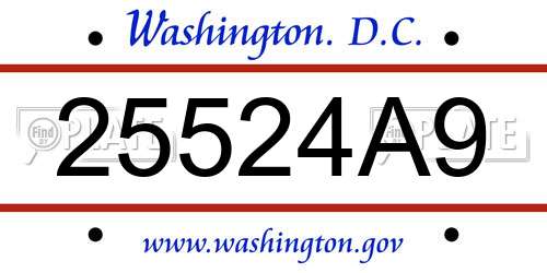25524A9 District Of Columbia License Plate