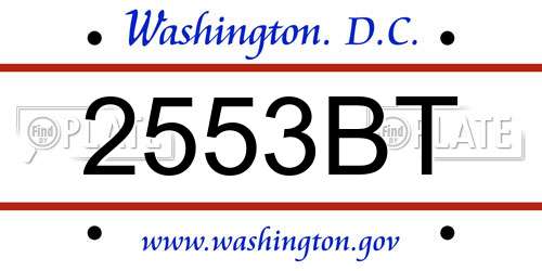 2553BT District Of Columbia License Plate