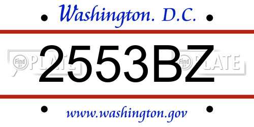 2553BZ District Of Columbia License Plate