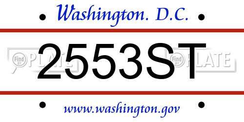 2553ST District Of Columbia License Plate