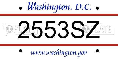 2553SZ District Of Columbia License Plate