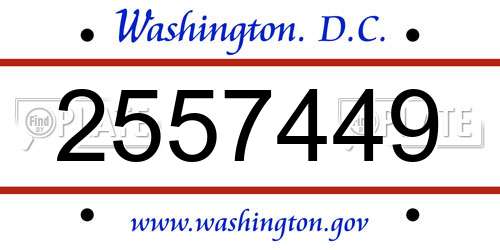 2557449 District Of Columbia License Plate