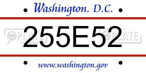 255E52 District Of Columbia License Plate