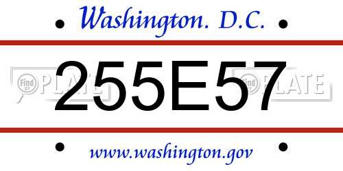 255E57 District Of Columbia License Plate