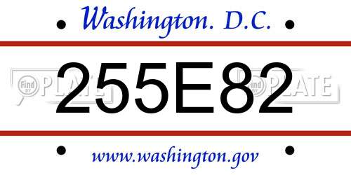 255E82 District Of Columbia License Plate