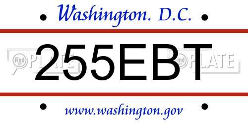 255EBT District Of Columbia License Plate