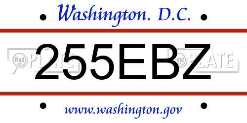 255EBZ District Of Columbia License Plate