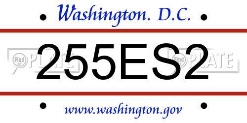 255ES2 District Of Columbia License Plate