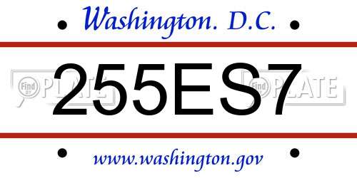 255ES7 District Of Columbia License Plate