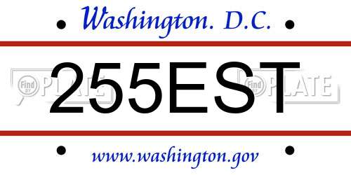 255EST District Of Columbia License Plate