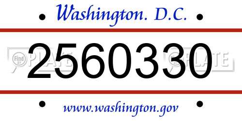 2560330 District Of Columbia License Plate