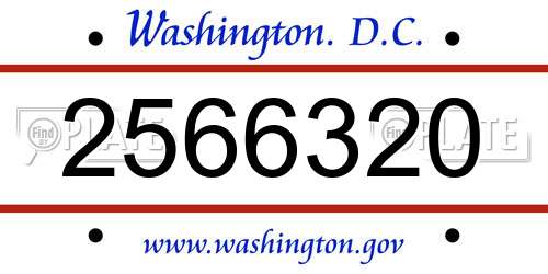 2566320 District Of Columbia License Plate