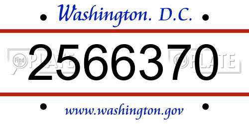 2566370 District Of Columbia License Plate