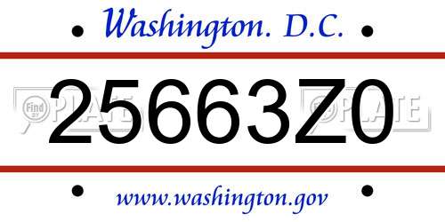 25663Z0 District Of Columbia License Plate