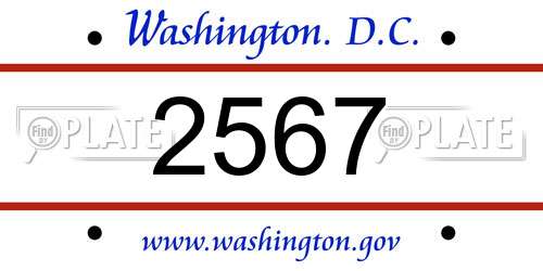 2567 District Of Columbia License Plate