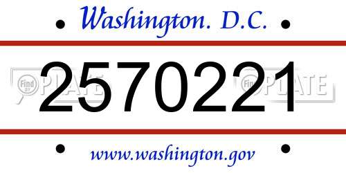 2570221 District Of Columbia License Plate