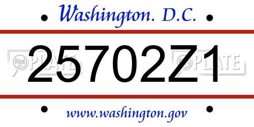 25702Z1 District Of Columbia License Plate