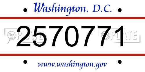 2570771 District Of Columbia License Plate