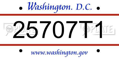 25707T1 District Of Columbia License Plate