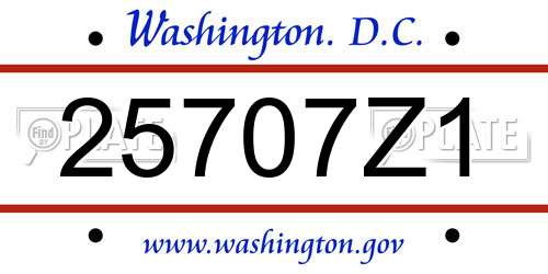 25707Z1 District Of Columbia License Plate