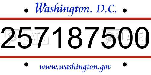 257187500 District Of Columbia License Plate