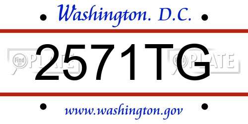 2571TG District Of Columbia License Plate