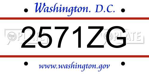 2571ZG District Of Columbia License Plate