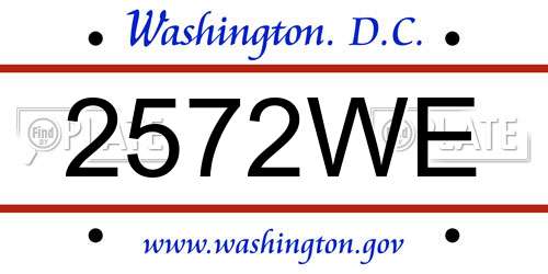 2572WE District Of Columbia License Plate