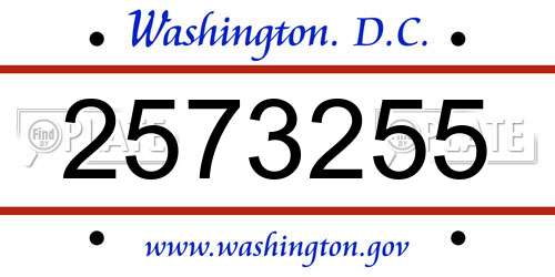 2573255 District Of Columbia License Plate