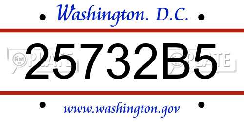 25732B5 District Of Columbia License Plate
