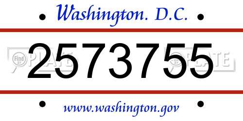 2573755 District Of Columbia License Plate