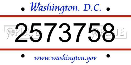 2573758 District Of Columbia License Plate