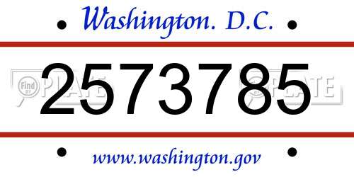 2573785 District Of Columbia License Plate