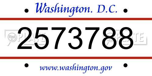 2573788 District Of Columbia License Plate