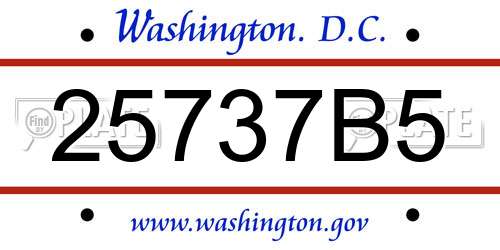 25737B5 District Of Columbia License Plate