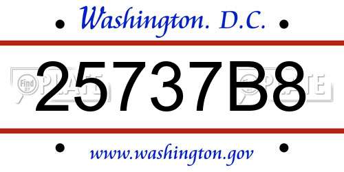 25737B8 District Of Columbia License Plate