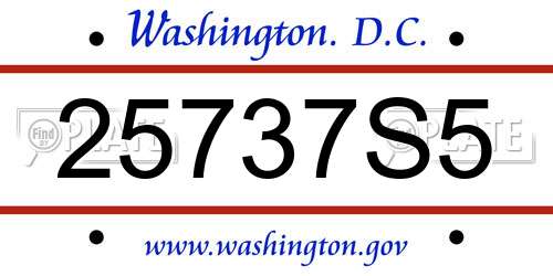 25737S5 District Of Columbia License Plate