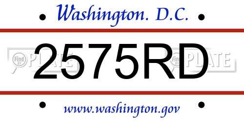 2575RD District Of Columbia License Plate