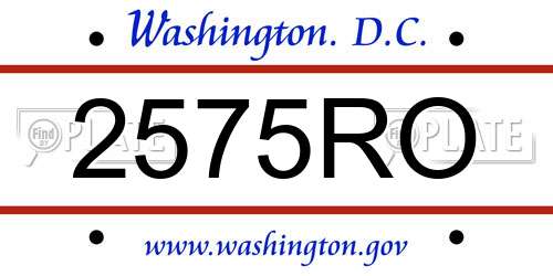 2575RO District Of Columbia License Plate