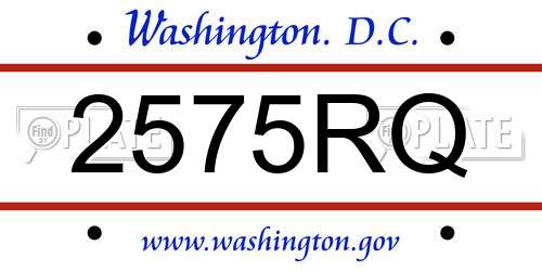 2575RQ District Of Columbia License Plate
