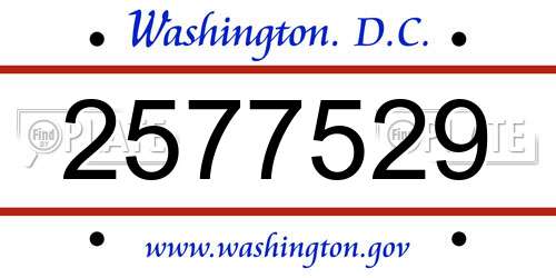 2577529 District Of Columbia License Plate
