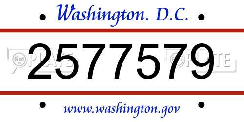 2577579 District Of Columbia License Plate