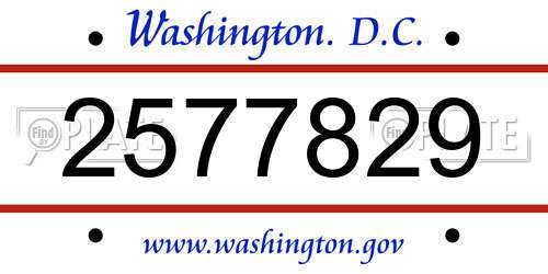 2577829 District Of Columbia License Plate