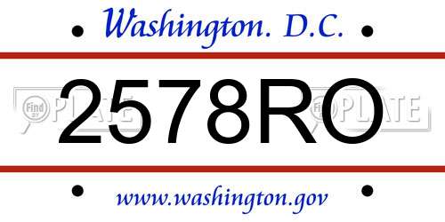 2578RO District Of Columbia License Plate