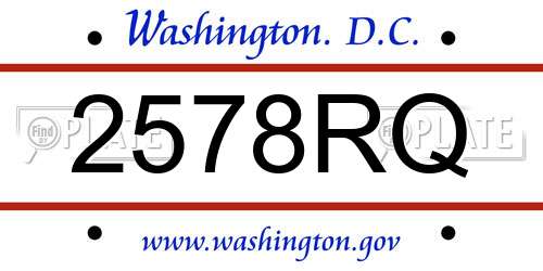 2578RQ District Of Columbia License Plate