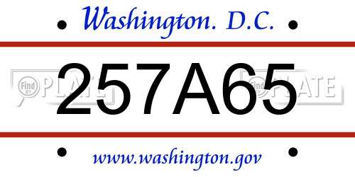 257A65 District Of Columbia License Plate