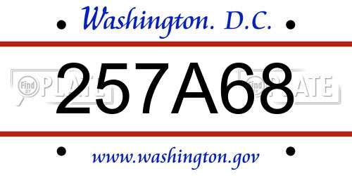 257A68 District Of Columbia License Plate
